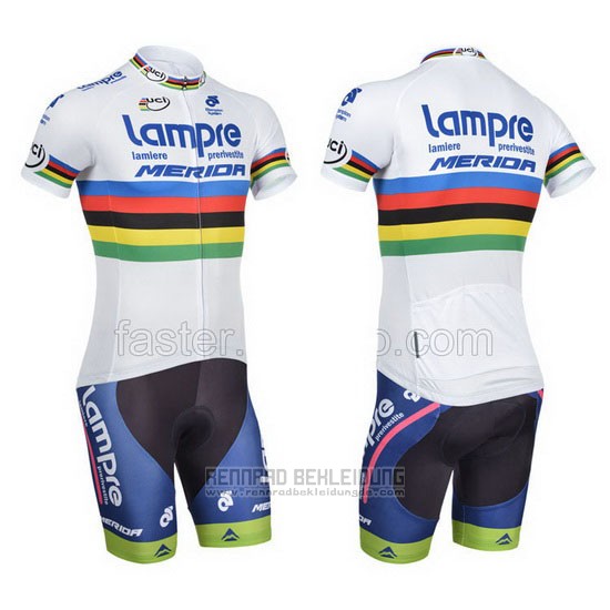 2013 Fahrradbekleidung UCI Weltmeister Lider Lampre Merida Trikot Kurzarm und Tragerhose - zum Schließen ins Bild klicken